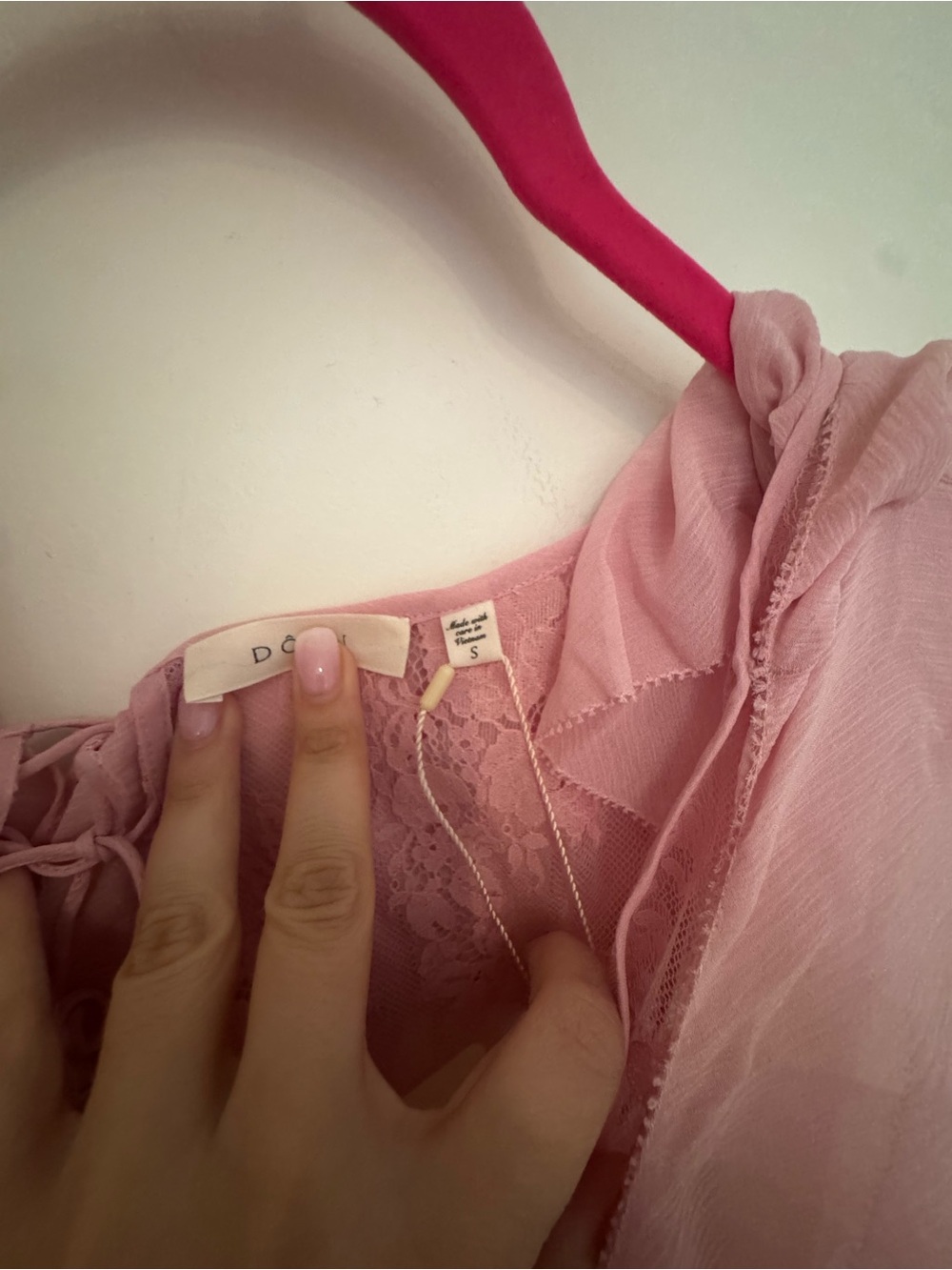 Doen Pink Ruffled Lace Maxi Dress with Sheer Bodice - Picture 7 of 7